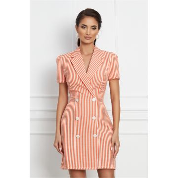 Rochie Rebeca tip sacou cu dungi orange Rochie Rebeca tip sacou cu dungi orange