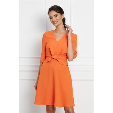 Rochie Simina orange cu peplum in talie