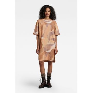 Rochie-tricou de bumbac organic cu imprimeu camuflaj