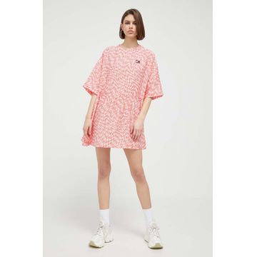 Tommy Jeans rochie culoarea portocaliu, mini, oversize