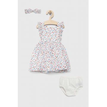 GAP rochie din bumbac pentru bebeluși culoarea alb, mini, evazati