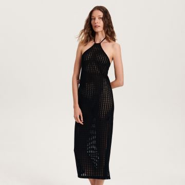 Reserved - Rochie din tricot ajurat - Negru