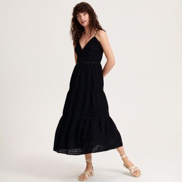 Reserved - Rochie maxi din bumbac - Negru