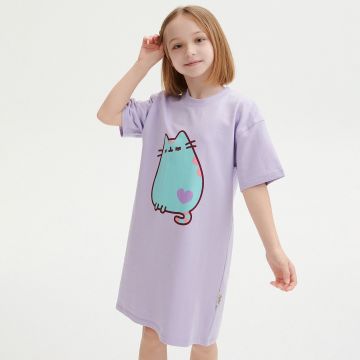 Reserved - Rochie tricou Pusheen - Violet