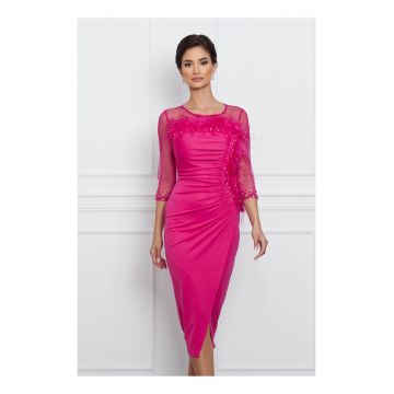 Rochie Anemona fucsia cu fulgi si perlute