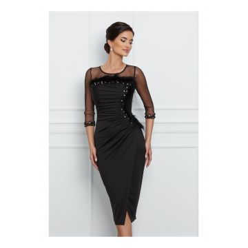 Rochie Anemona neagra cu fulgi si perlute