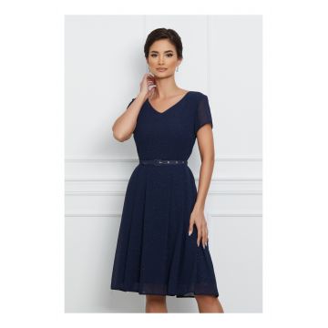 Rochie Aria bleumarin cu sclipici si curea in talie