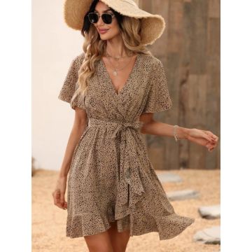 Rochie Clara scurta lejera din material sintetic multicolor DRGR0011 Dargen