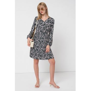 Rochie cu decolteu in V si imprimeu floral Rochie cu decolteu in V si imprimeu floral