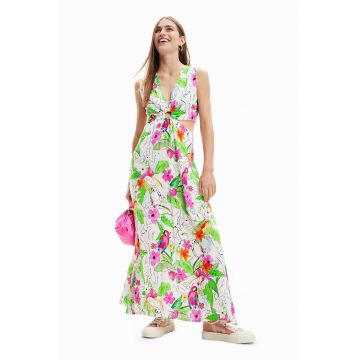 Rochie cu imprimeu floral si decupaje laterale