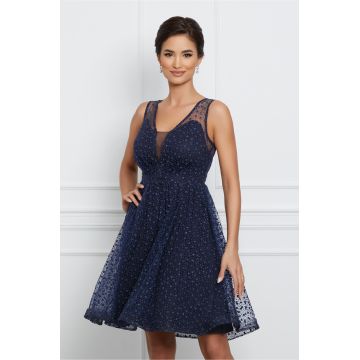 Rochie Damiana bleumarin cu glitter