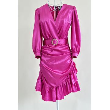 Rochie de Dama, cu Centura in Talie,si Bust Petrecut, Freesia, Fuchsia