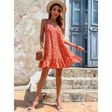 Rochie Deia scurta lejera din material sintetic multicolor DRGR0032 Dargen