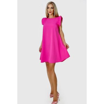 Rochie larga Azzuro, cu umeri bufanti si croiala in A, Fucsia, Marime universala S/M/L Rochie larga Azzuro, cu umeri bufanti si croiala in A, Fucsia, Marime universala S/M/L