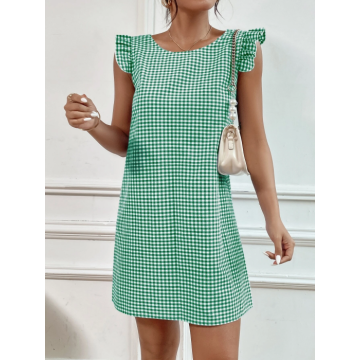 Rochie Leria scurta lejera din material sintetic multicolor DRGR0055 Dargen