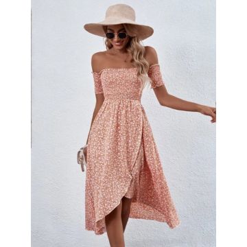 Rochie Lurdes midi lejera din material sintetic multicolor DRGR0010 Dargen