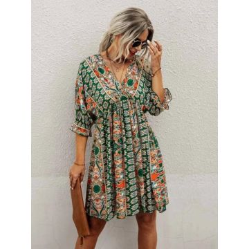 Rochie Melodi scurta lejera din vascoza multicolor DRGR0002 Dargen