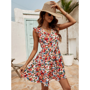 Rochie Mina scurta lejera din material sintetic multicolor DRGR0052 Dargen
