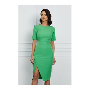 Rochie Moze verde cu crepeu lateral