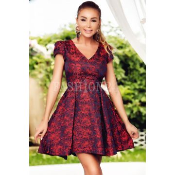 Rochie Diana rosu bleumarin in clos