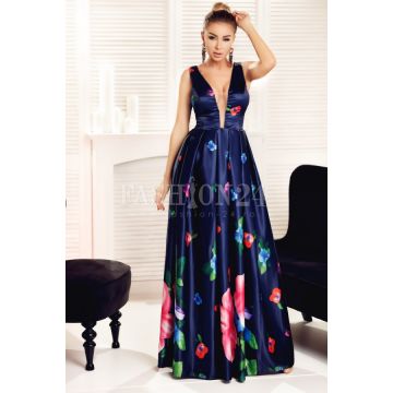 Rochie lunga Evelynn bleumarin