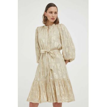 Bruuns Bazaar rochie culoarea bej, mini, evazati