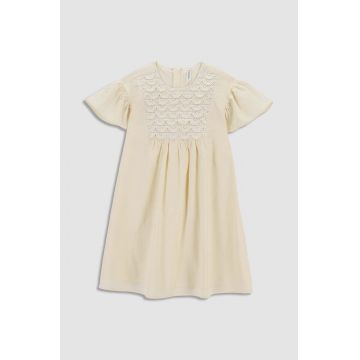 Coccodrillo rochie din bumbac pentru copii culoarea bej, mini, evazati