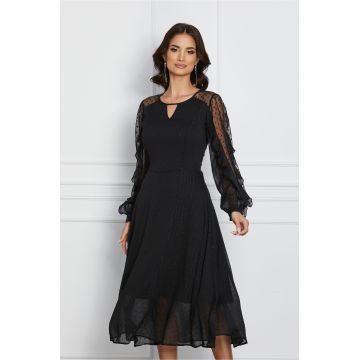 Rochie Antonia neagra cu model in relief