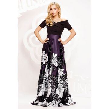 Rochie Artista lunga din tafta cu broderie la talie