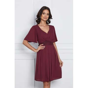 Rochie Camelia bordo cu glitter in talie