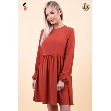 Rochie de zi caramizie din vascoza