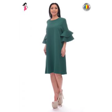 Rochie de zi dreapta vaporoasa de culoarea verde