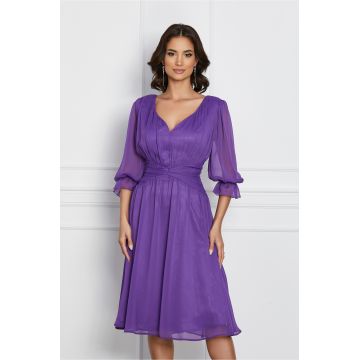 Rochie Mara violet din voal creponat