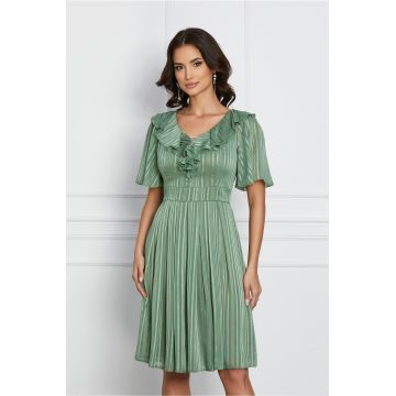 Rochie Oana verde fistic cu fir lurex