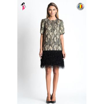 Rochie Xara de seara spectaculoasa eleganta jaquard print sarpe