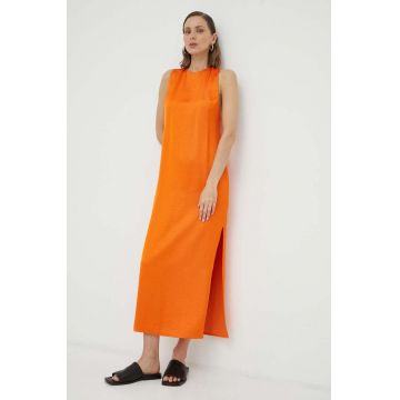 Samsoe Samsoe rochie culoarea portocaliu, maxi, drept