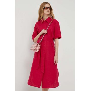 United Colors of Benetton rochie din in culoarea roz, midi, drept