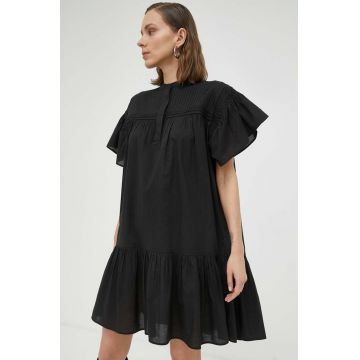 2NDDAY rochie din bumbac culoarea negru, mini, evazati