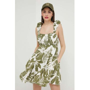 Abercrombie & Fitch rochie din in culoarea verde, mini, evazati