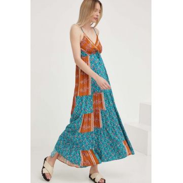 Answear Lab rochie culoarea turcoaz, maxi, evazati Answear Lab rochie culoarea turcoaz, maxi, evazati