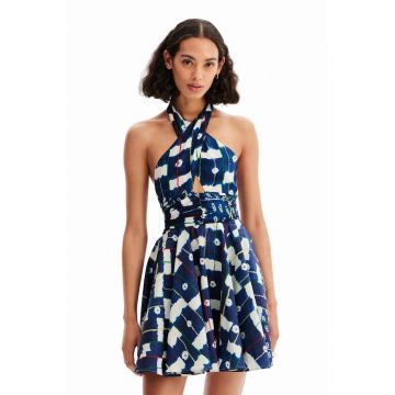 Desigual rochie culoarea albastru marin, mini, evazati