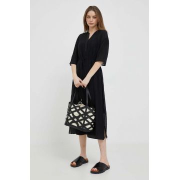 Dkny rochie culoarea negru, midi, oversize