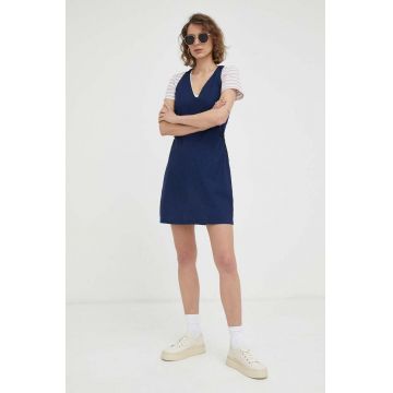 G-Star Raw rochie din bumbac culoarea albastru marin, mini, evazati