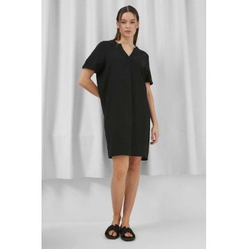 Medicine rochie din amestec de in culoarea negru, midi, oversize