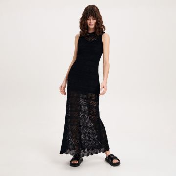 Reserved - Rochie maxi ajurată - Negru