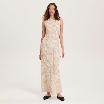 Reserved - Rochie maxi din jerseu structurat - Ivory