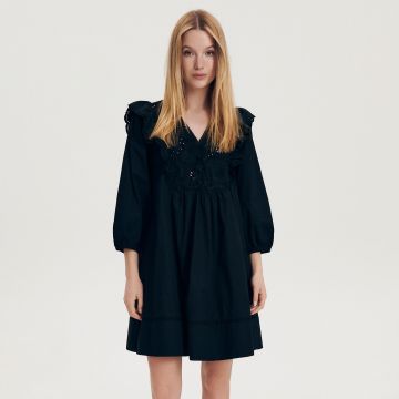 Reserved - Rochie mini cu conținut ridicat de bumbac - Negru Reserved - Rochie mini cu conținut ridicat de bumbac - Negru