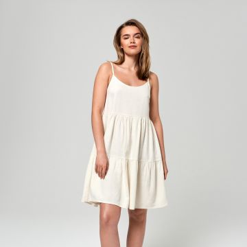 Sinsay - Rochie cu adaos de in - Ivory