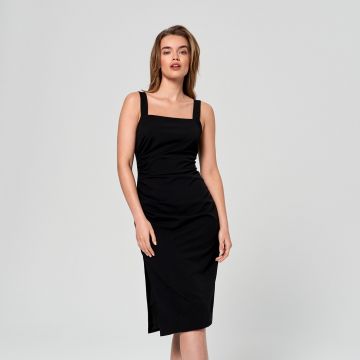 Sinsay - Rochie midi cu despicătură - Negru