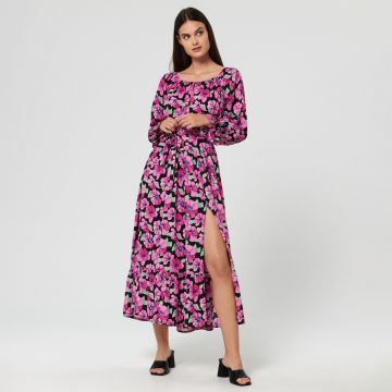 Sinsay - Rochie midi cu șnur decorativ - Roz